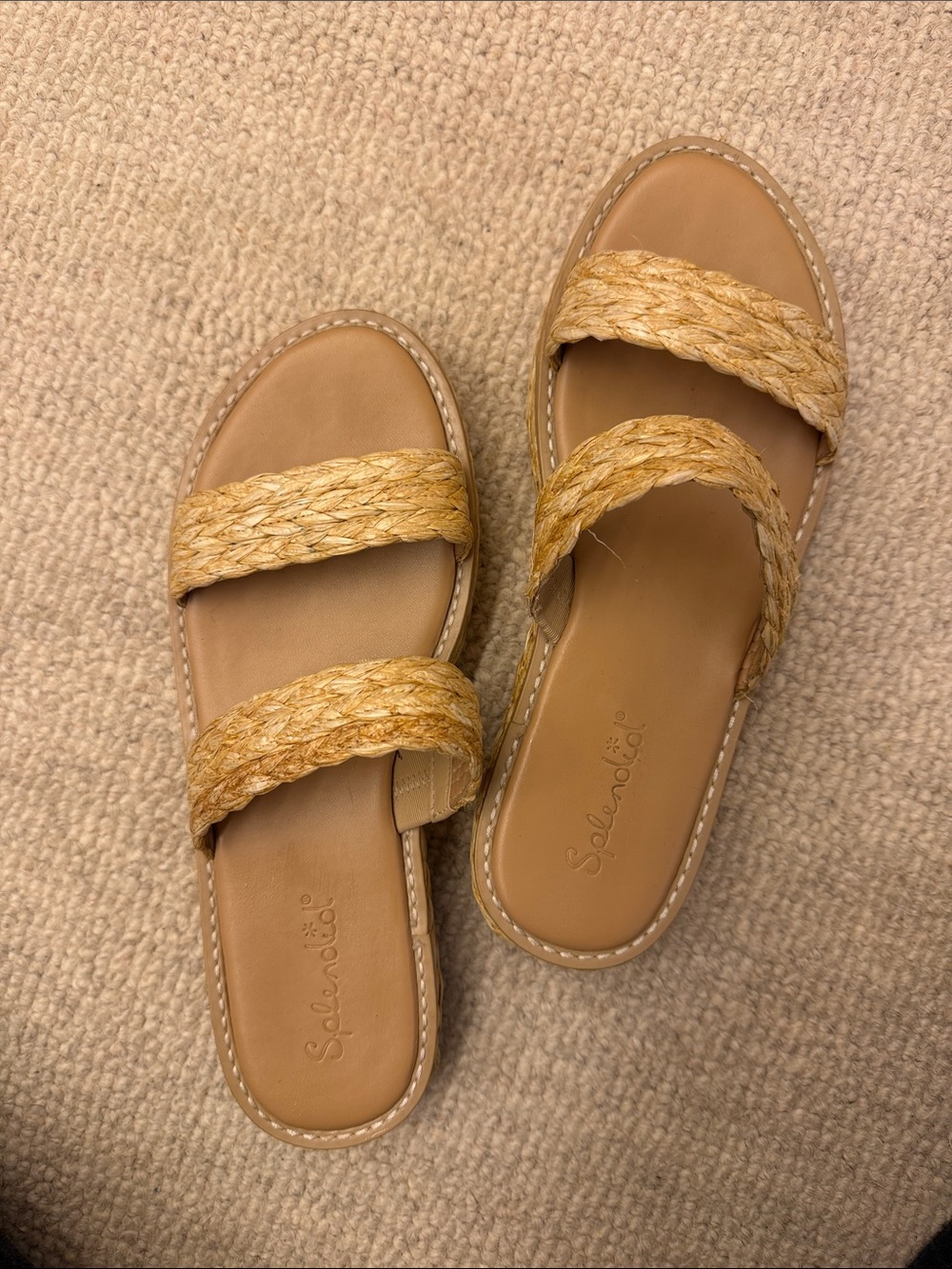 Splendid Woven Braided Tan Slide Sandals